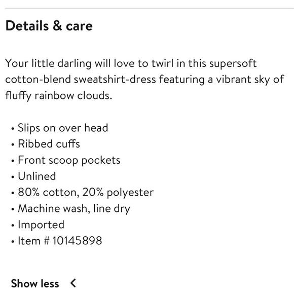 NWT Mini Boden Stripe Rainbow Clouds Sweatshirt Dress, Size 9-10 - Picture 9 of 9